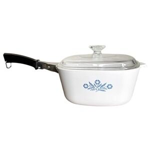 Vtg Corning Ware 2 1/2 QT Blue Cornflower Casserole Dish Pyrex Lid & Grip Handle